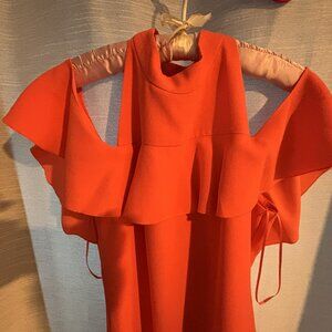 Trina Turk Coral Flutter Overlay Sheath Dress - Size 6